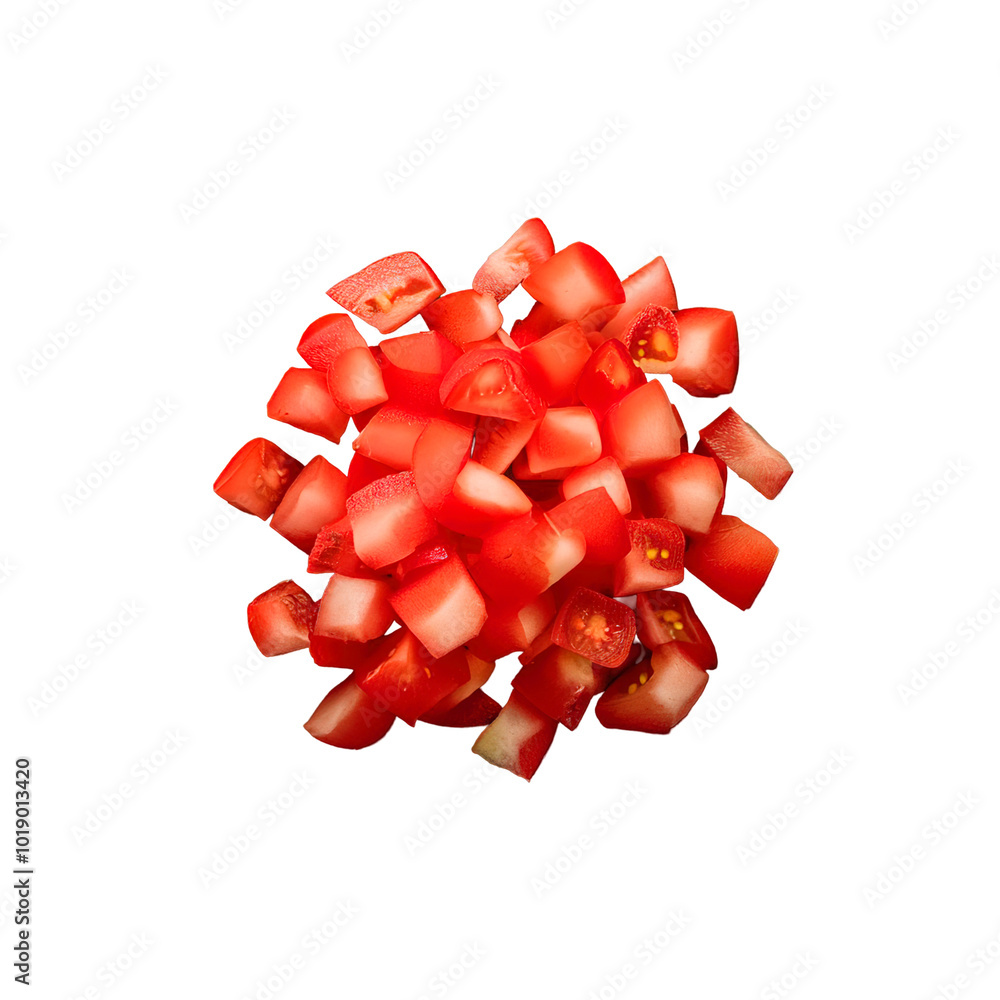 diced tomatoes white background diced tomatoes white background