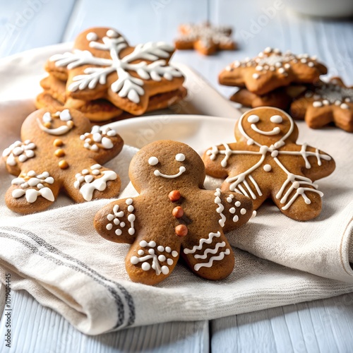 christmas cookies on wooden background