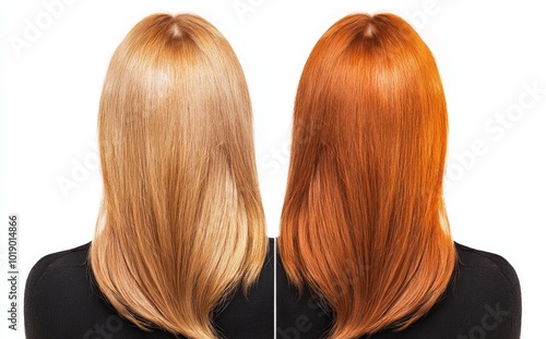 An impressive before and after hairstyle change demonstrating vibrant natural highlights