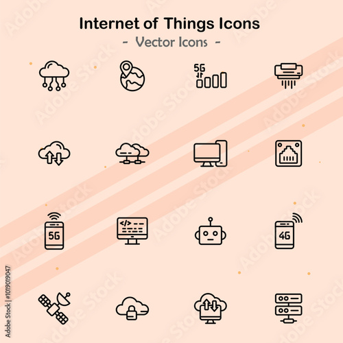 Icons showcasing additional elements of IoT and smart technology.