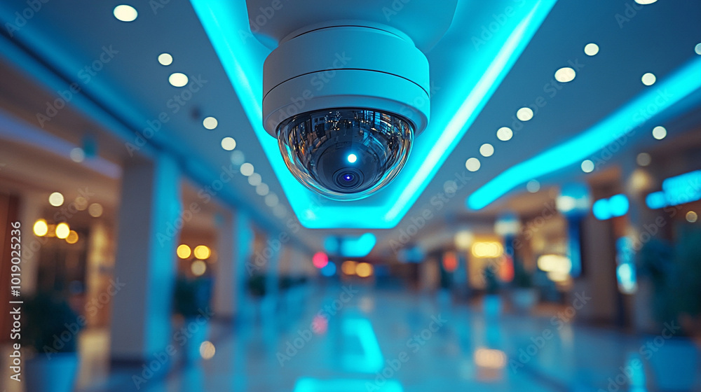 sleek, modern white security camera mounted on a ceiling, symbolizing surveillance, safety, and technology. The camera's clean design reflects reliability and vigilance in maintaining secure environme sleek, modern white security camera mounted on a ceiling, symbolizing surveillance, safety, and technology. The camera's clean design reflects reliability and vigilance in maintaining secure environme