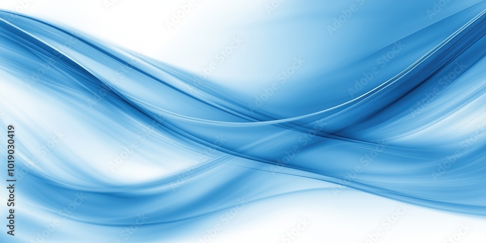 Fototapeta premium A shimmering blue abstract background with smooth, flowing waves and a glossy finish.