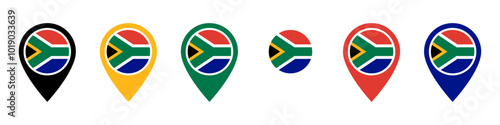 South Africa flag location icon set Free Download South Africa flag location icon set - GFXLoad