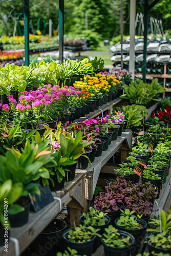 Obraz na płótnie plants in pots available for purchase at the local garden center w salonie