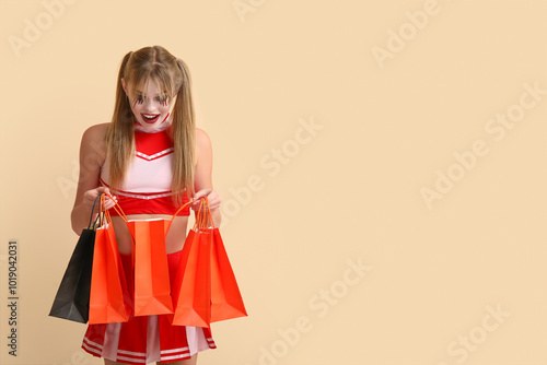 Young woman dressed for Hal...