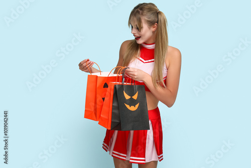 Young woman dressed for Hal...