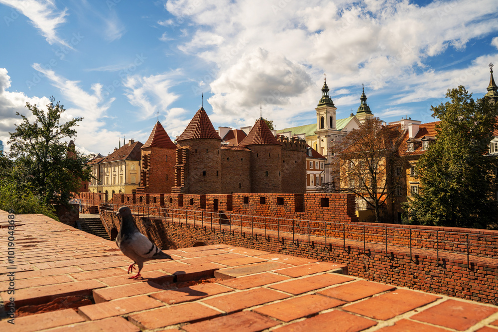 Historic Old Town Cityscape With Ancient Brick Walls in Warsaw old town, Poland