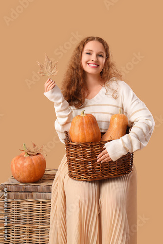 Young woman with baskets an...