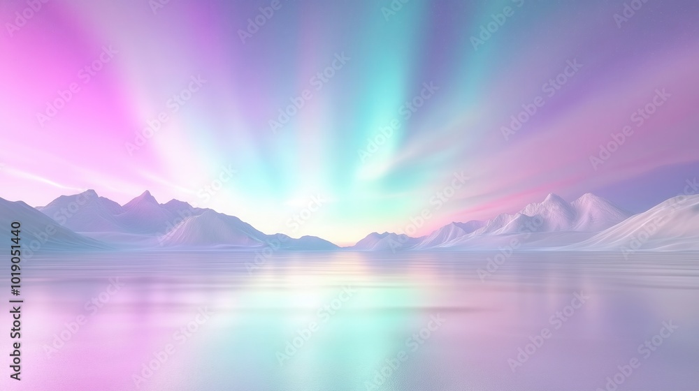 Stunning northern lights over snowy mountain landscape Stunning northern lights over snowy mountain landscape