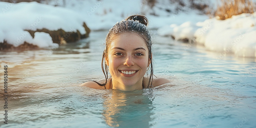 Fototapeta premium A woman is in a pool of water