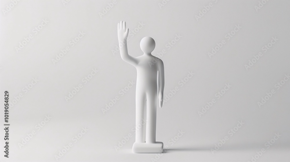 Minimalist 3D Render of a White Figure Waving Minimalist 3D Render of a White Figure Waving