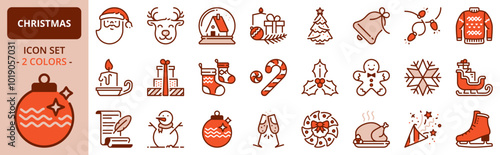 Icons about Christmas. Holidays events.