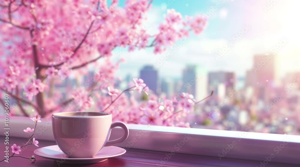 Cup of coffee by the window with delicate sakura tree flowers blooming, capturing a serene and peaceful morning ambiance
Seamless looping 4k time-lapse virtual video animation Generated AI Cup of coffee by the window with delicate sakura tree flowers blooming, capturing a serene and peaceful morning ambiance
Seamless looping 4k time-lapse virtual video animation Generated AI