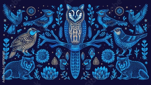 An outline illustration of various animals including birds and mammals