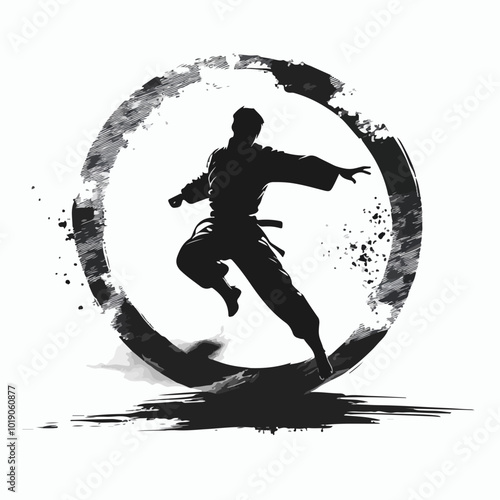 Martial arts concept illustration on white background. Karate.