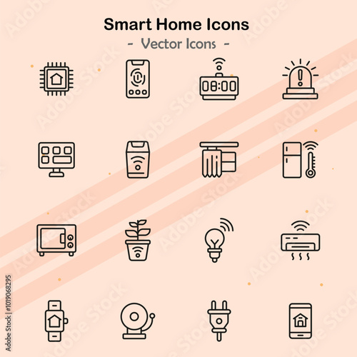Icons illustrating additional elements of smart home functionalities.