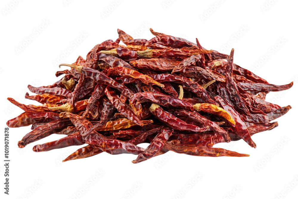 Fototapeta premium Dried red chilies, transparent background