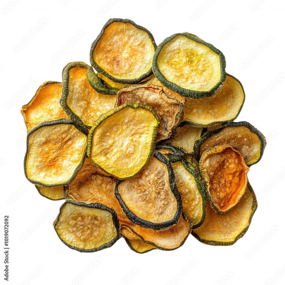 Dried zucchini slices, transparent background Dried zucchini slices, transparent background