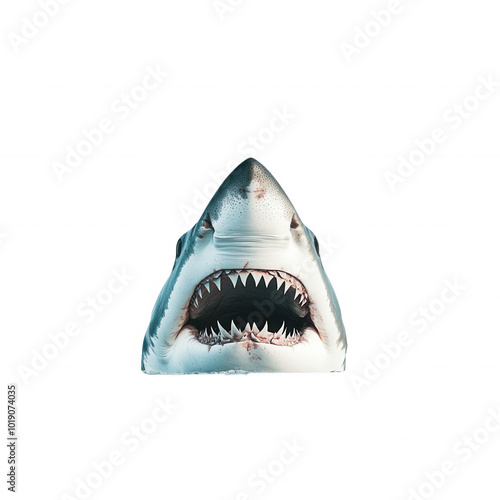 Shark head with mouth open, transparent background