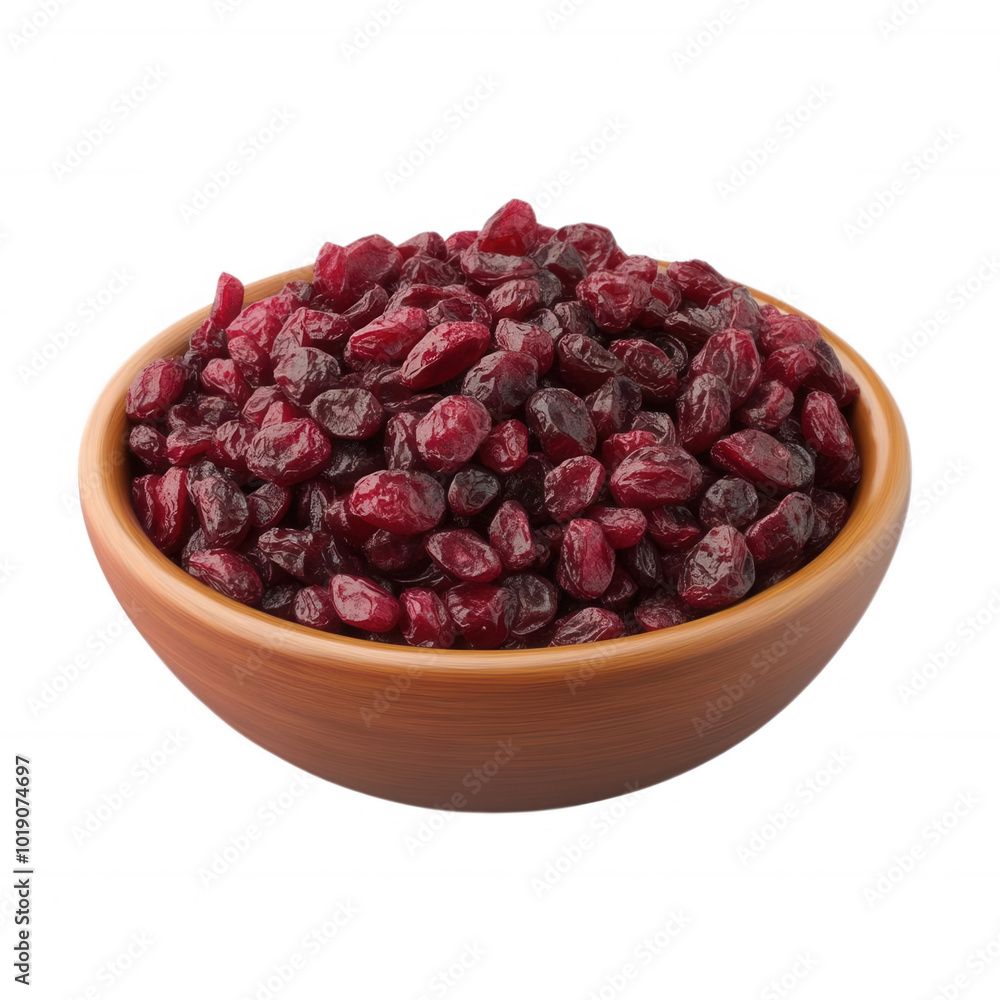 A bowl filled with delicious dried cranberries, transparent background A bowl filled with delicious dried cranberries, transparent background