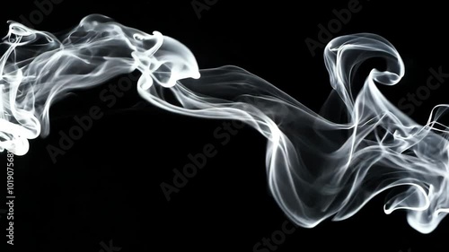 White smoke swirls elegantly against a black background.