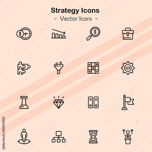 Icons showcasing additional aspects of strategic decision-making processes.