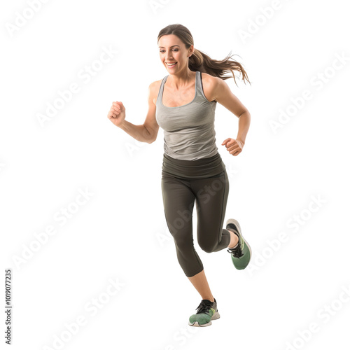 People jogging pose white background photo