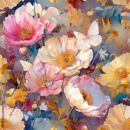 Wallpaper Mural Beautiful seamless floral pattern ideal for textile design Torontodigital.ca