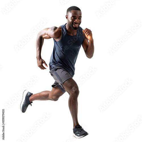 People jogging pose white background