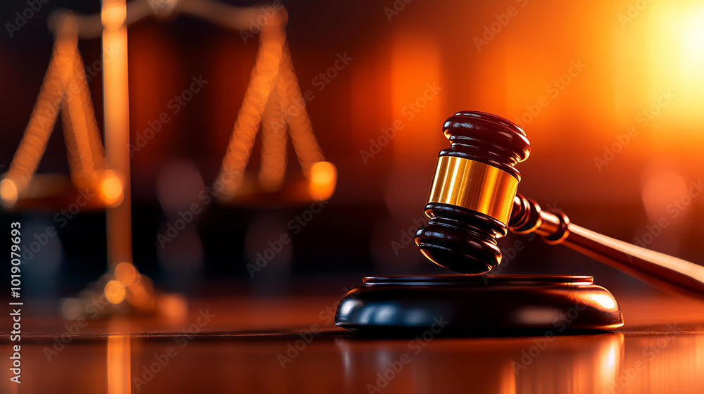 A close-up photo of a wooden hammer in the foreground, with their hand and a wooden hammer in the center of attention. The background is blurred, showing other judges and lawyers sitting at the table A close-up photo of a wooden hammer in the foreground, with their hand and a wooden hammer in the center of attention. The background is blurred, showing other judges and lawyers sitting at the table