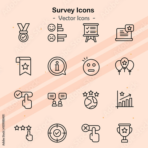 Icons showcasing additional elements of surveys and feedback processes.
