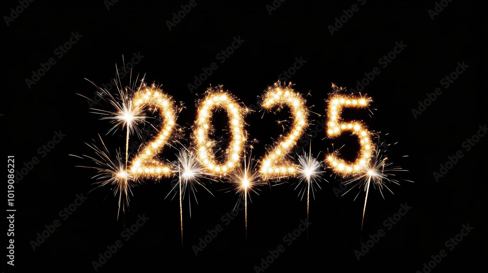 2025 New Year Celebration with Sparkler Numbers. 2025 New Year Celebration with Sparkler Numbers.