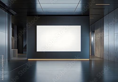 Futuristic Room with Large Blank Screen Display design