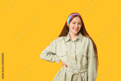 Stylish young girl wearing ...