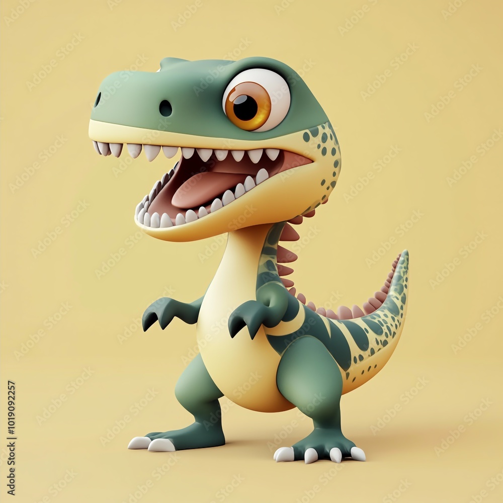 Fototapeta premium 3D Ceratosaurus Icon: Dinosaur with Horned Head Illustration Logo