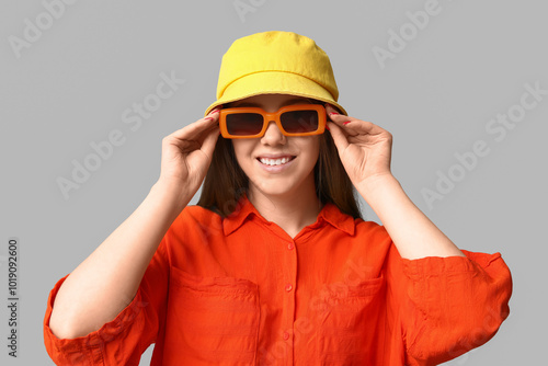 Stylish young girl wearing ...