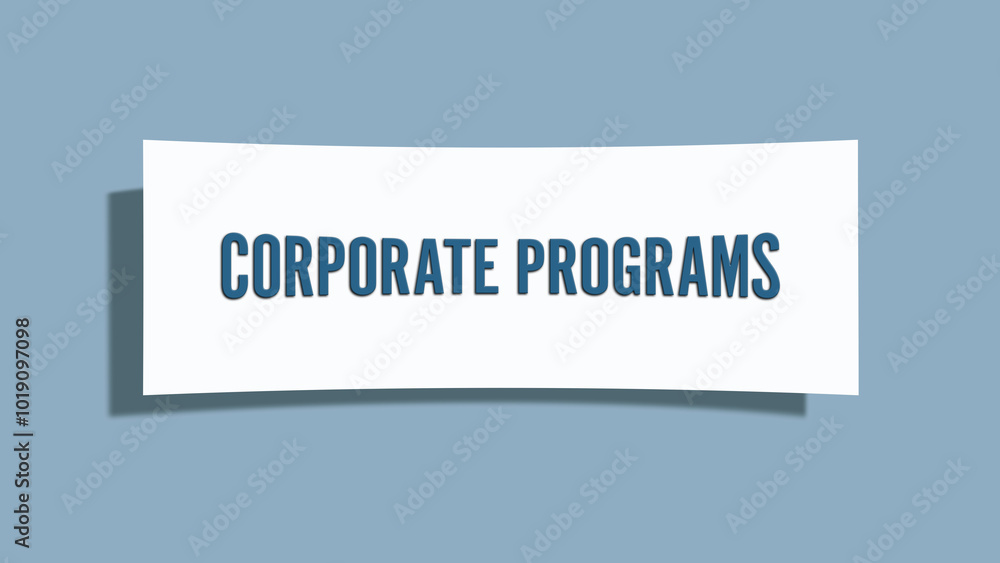 Corporate Programs. A card isolated on blue background. Corporate Programs. A card isolated on blue background.