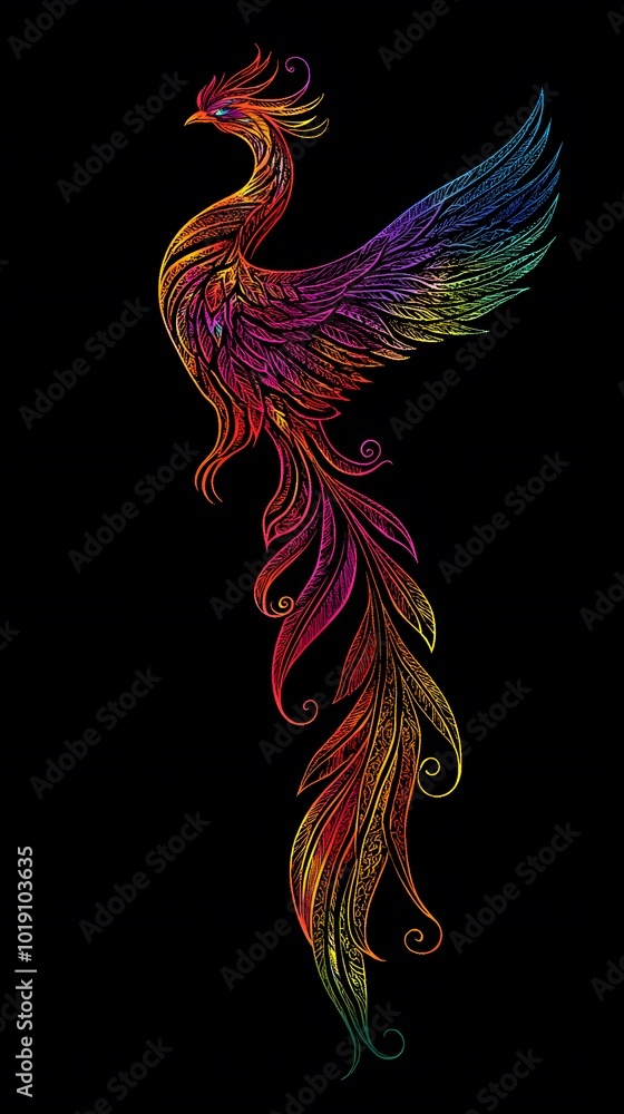 Fototapeta premium Art, Oil Painting, Bird of Paradise, Abstract Image, Texture, Pattern Background, Wallpaper, Smartphone Cover and Screen, PC, Laptop, 9:16 and 16:9 Format