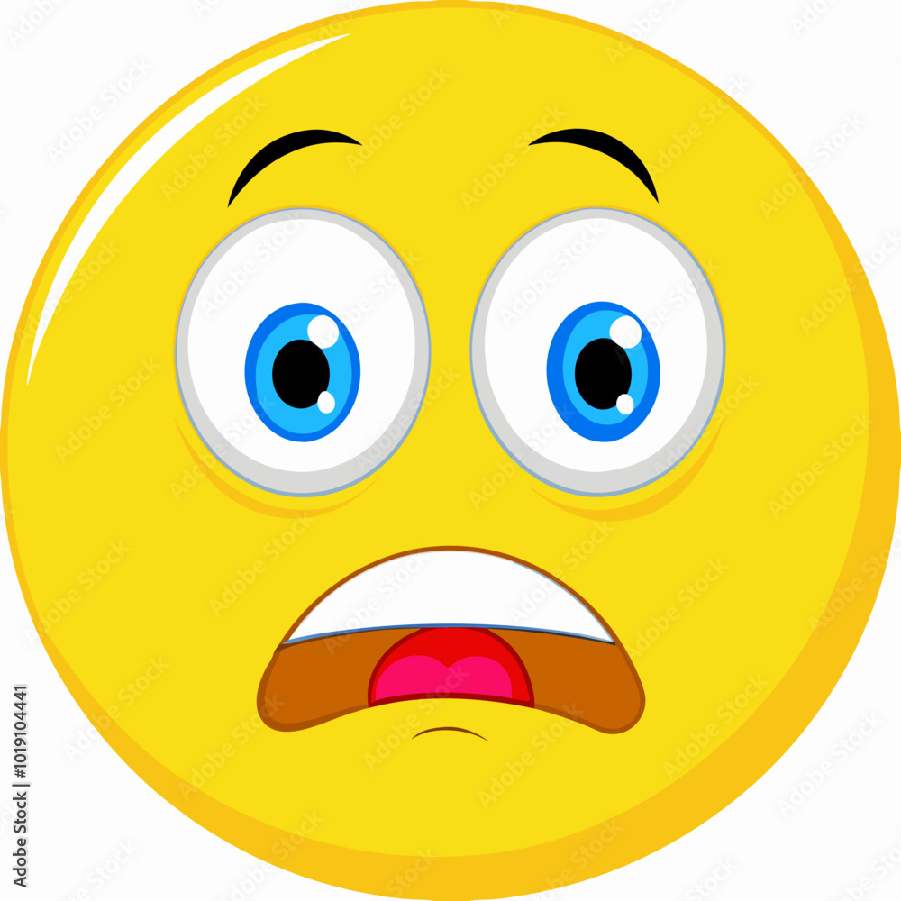 Scared yellow emoji with wide eyes and open mouth expressing fear on white background
Scared yellow emoji with wide eyes and open mouth expressing fear on white background