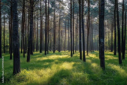 Late summer in an old coniferous forest in Northern Latvia, Europe