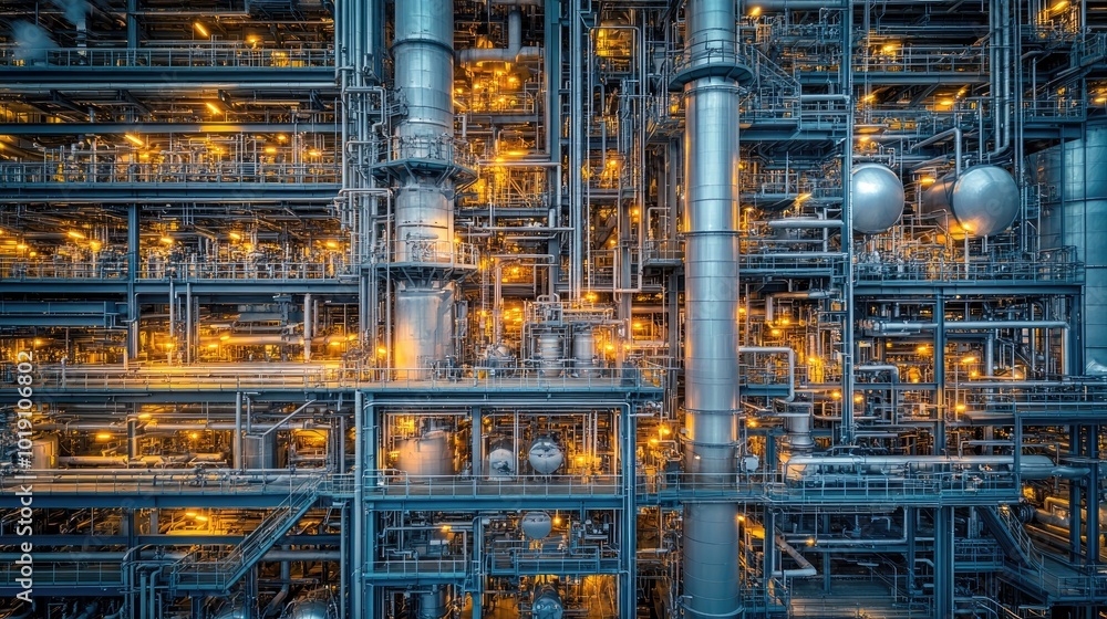 Industrial Complex with Pipes and Machinery Industrial Complex with Pipes and Machinery