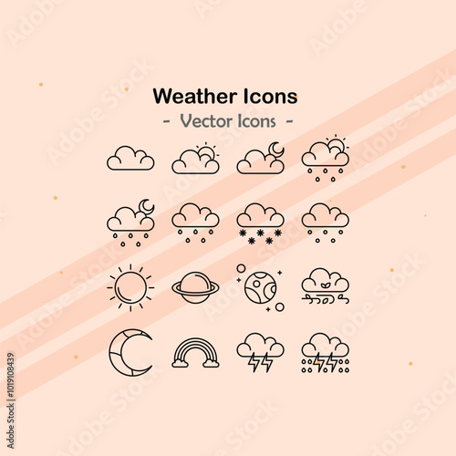 Icons showcasing additional elements of meteorology and weather patterns.