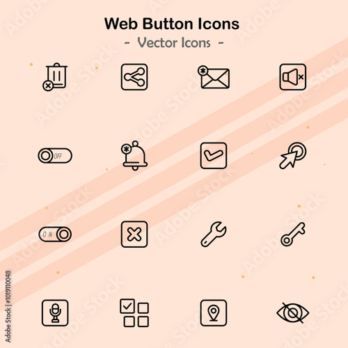 Icons showcasing additional web buttons and UI elements for online interfaces.
