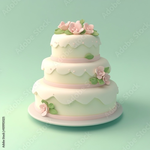 3D Wedding Cake Icon: Sweet Celebration Illustration Logo