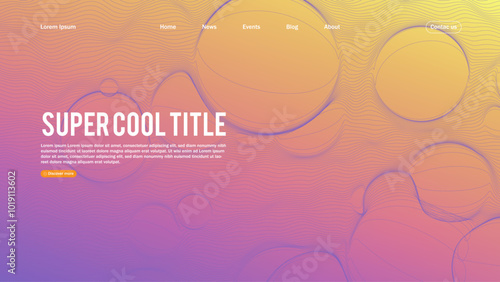 Landing page abstract design with dynamic line bubbles . Template for website or app.