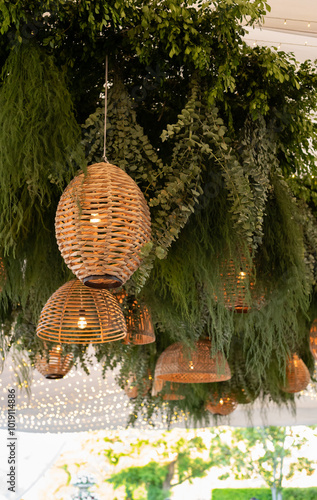 canastilla tejida luminaria tejida de palma decorativa