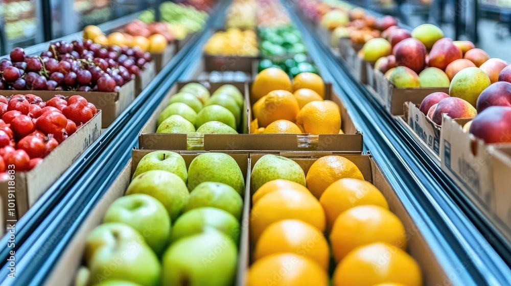 Fresh Produce Display in Grocery Store Aisle Fresh Produce Display in Grocery Store Aisle