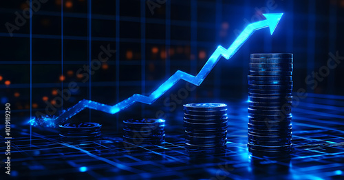 Wallpaper Mural Investment concept, Coins graph stock market design. 3d rendering design Torontodigital.ca