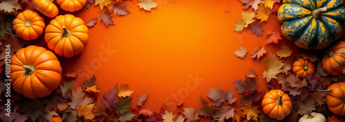 Pumpkin Social Media Banner with Space to write, frame
