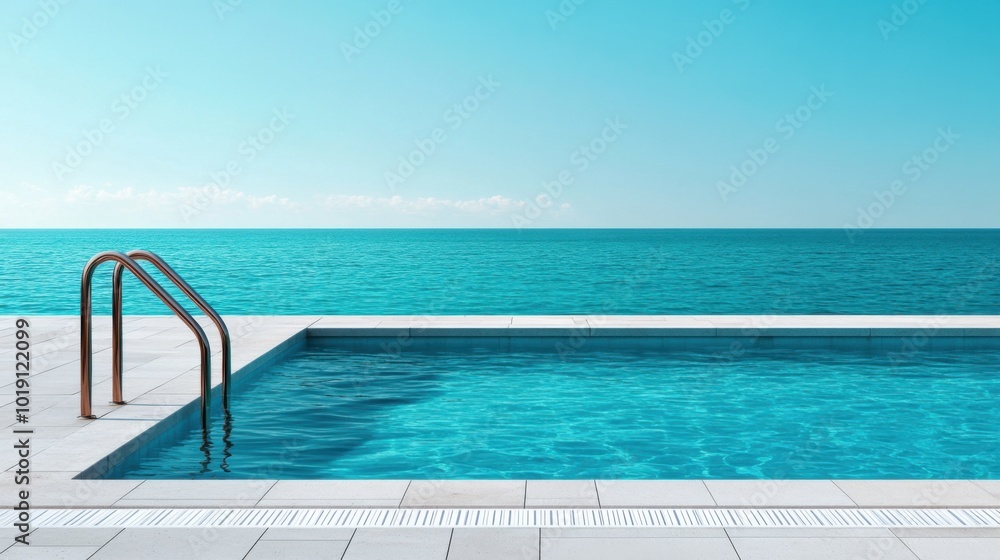 Obraz premium Clean Pool View with Serene Background and Clear Water